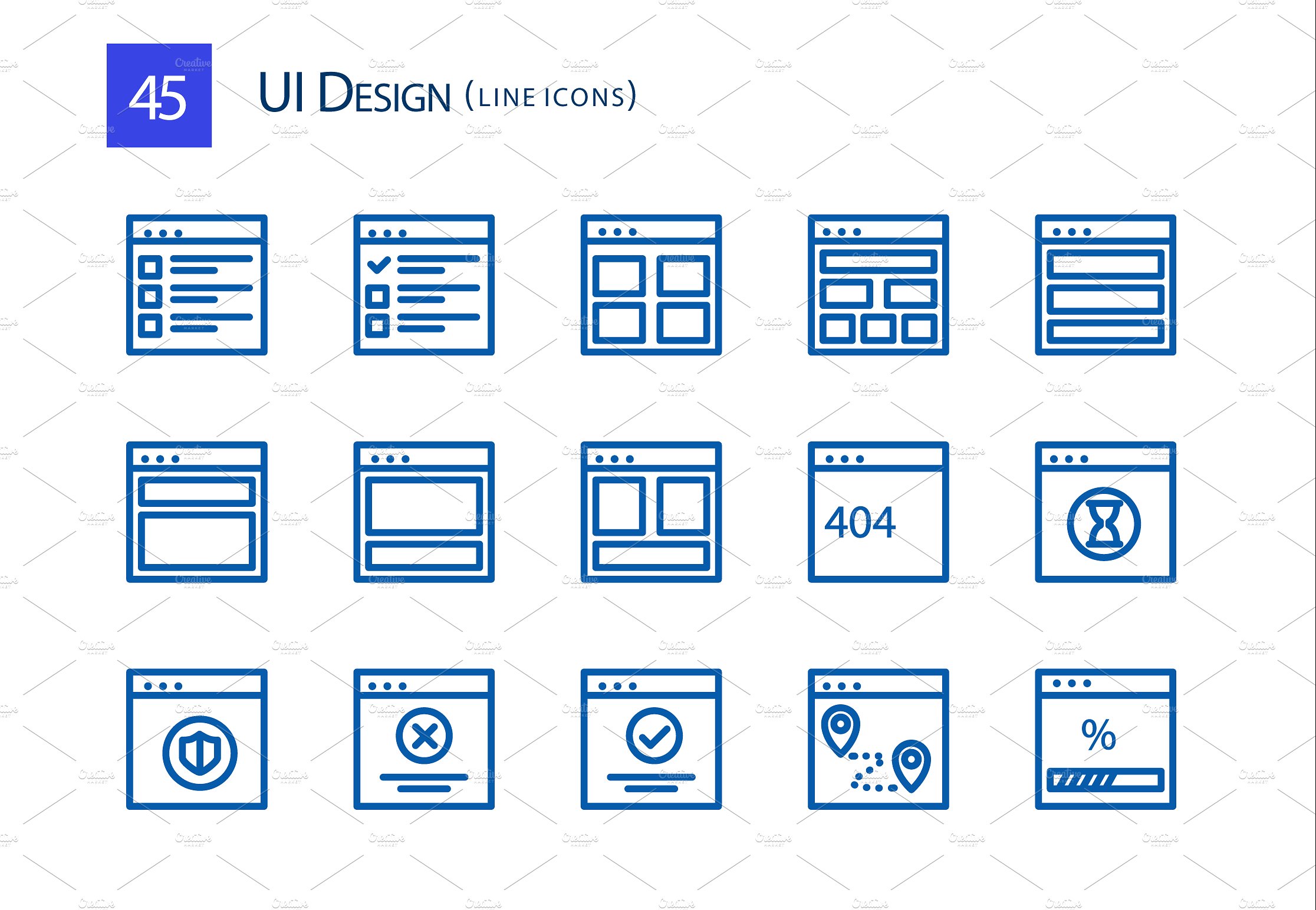 45 UI Design Line Icons