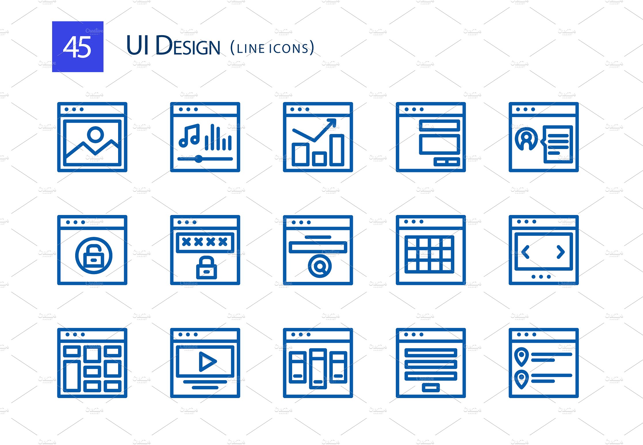 45 UI Design Line Icons