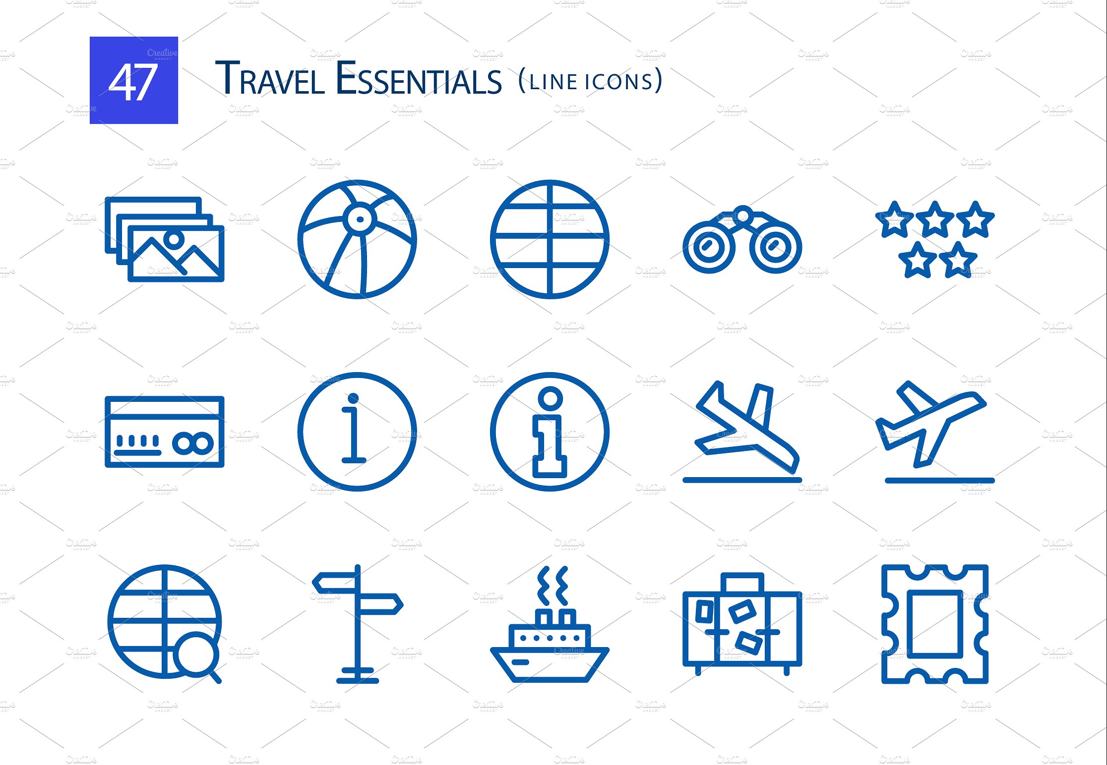 47 Travel Essentials Line Icon