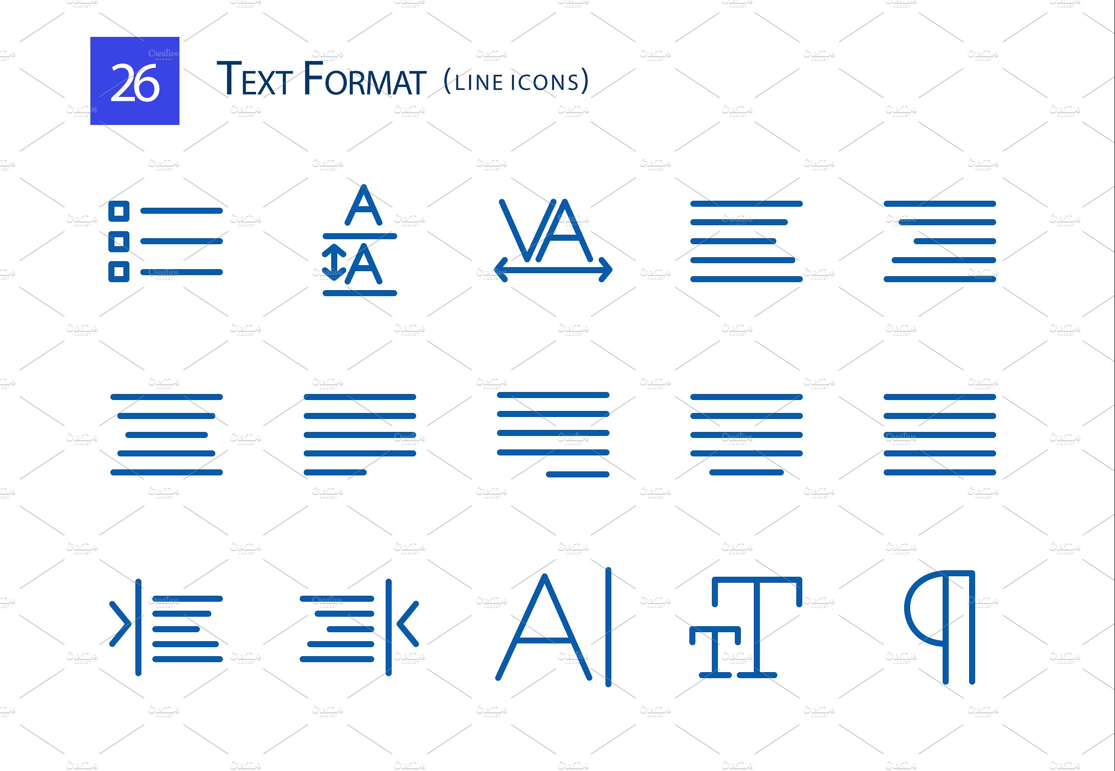 26 Text Format Line Icons