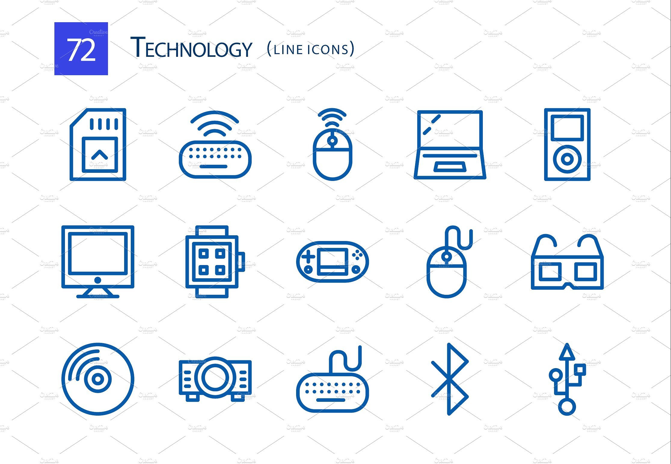 72 Technology Line Icons