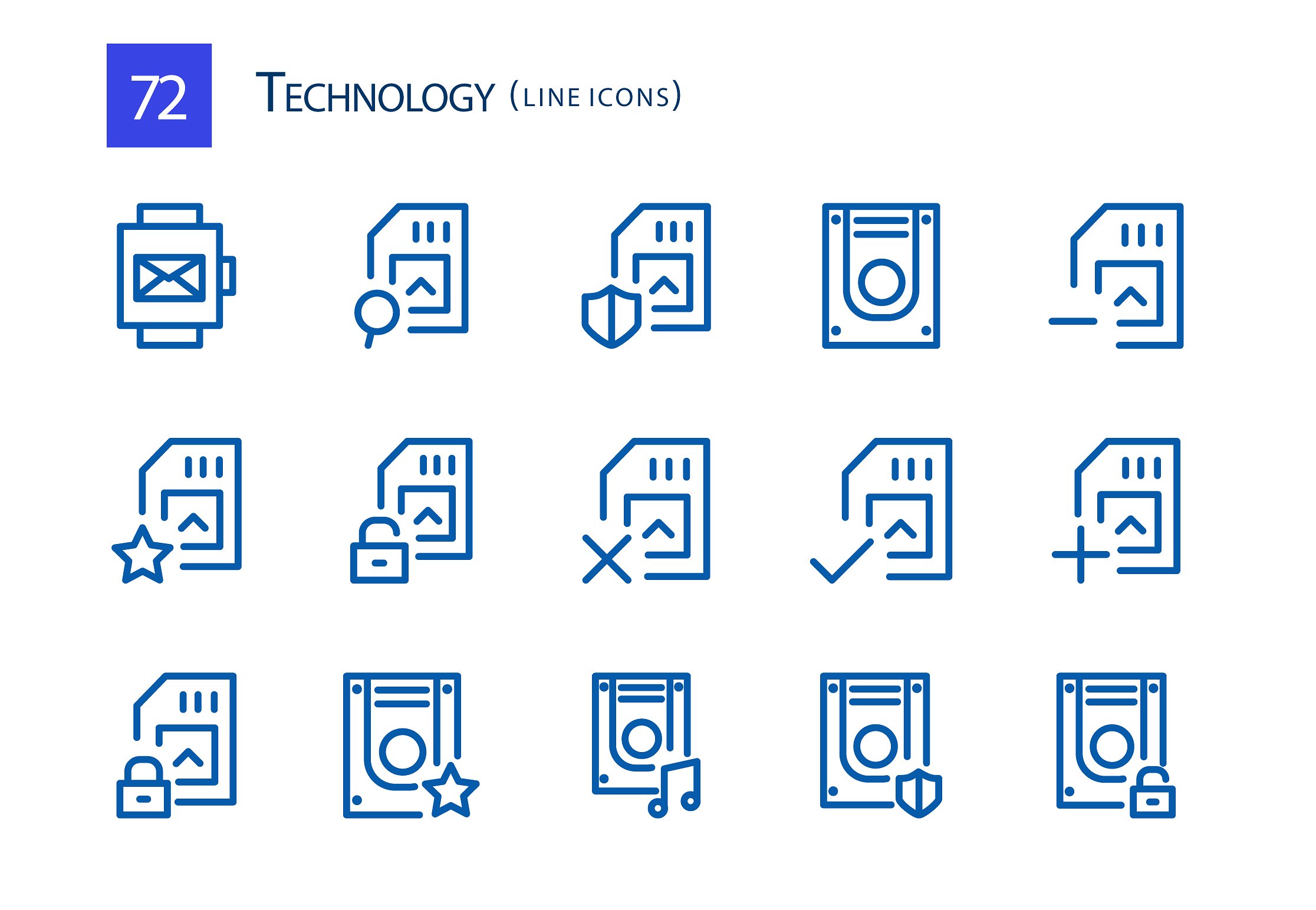 72 Technology Line Icons