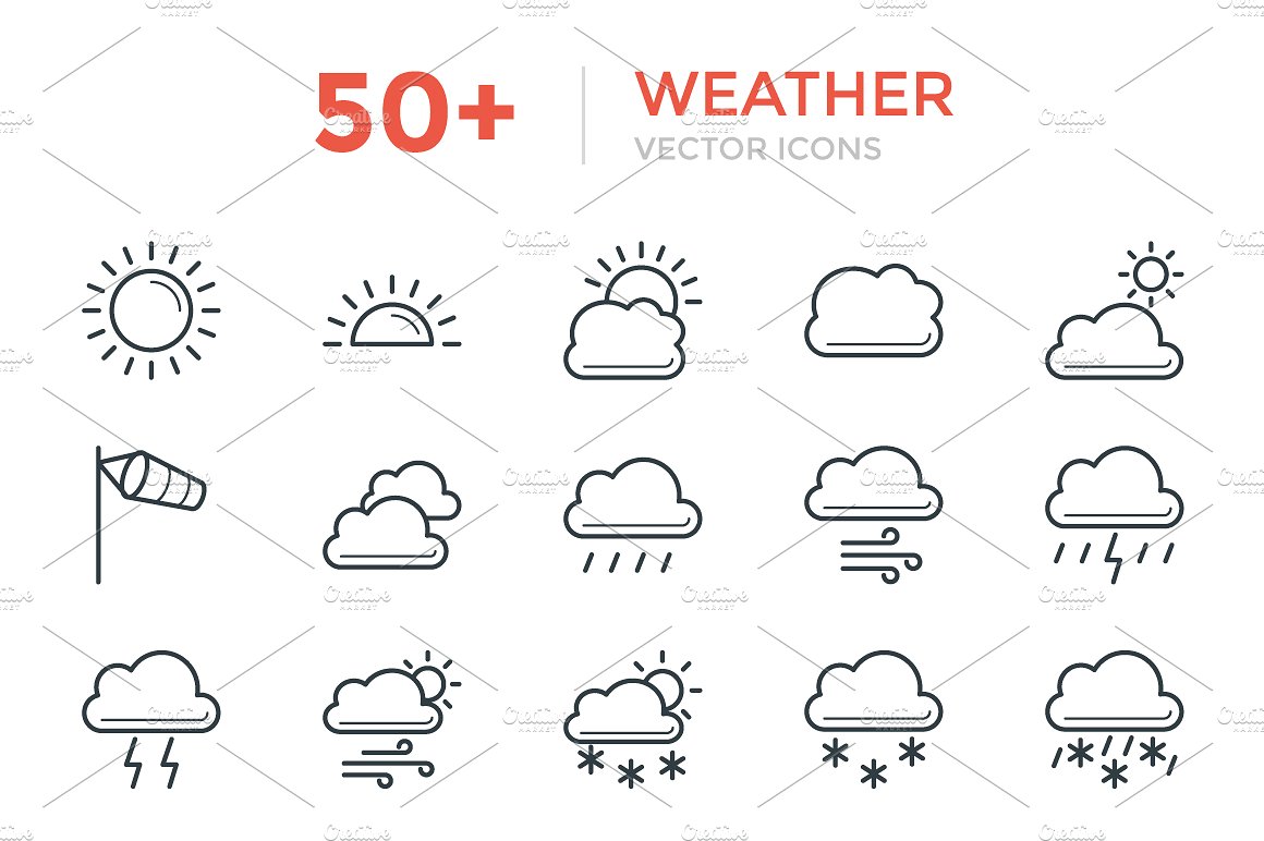 50 Weather Vector Icons