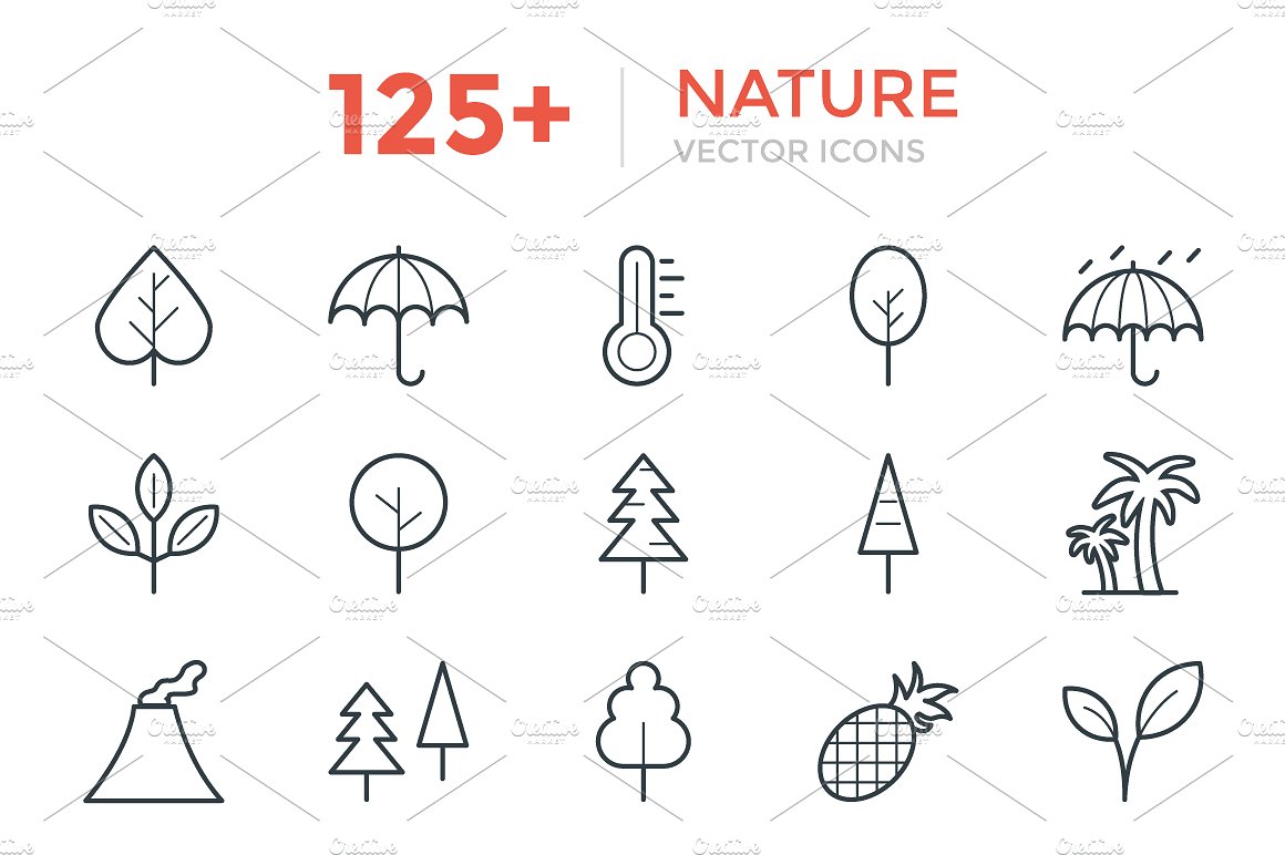 125 Nature Vector Icons