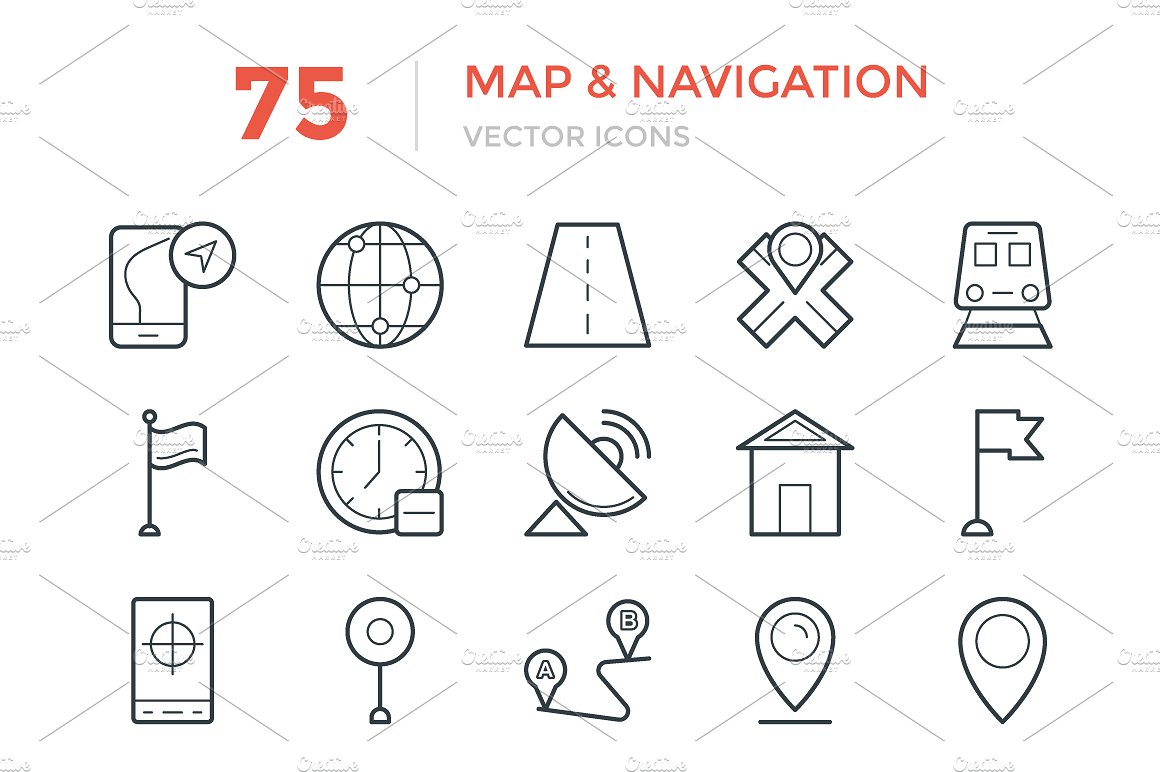 75 Maps and Navigation Vector