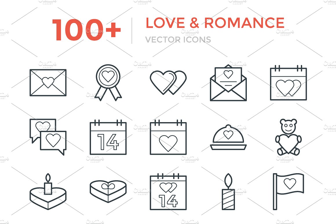 100 Love and Romance Vector I