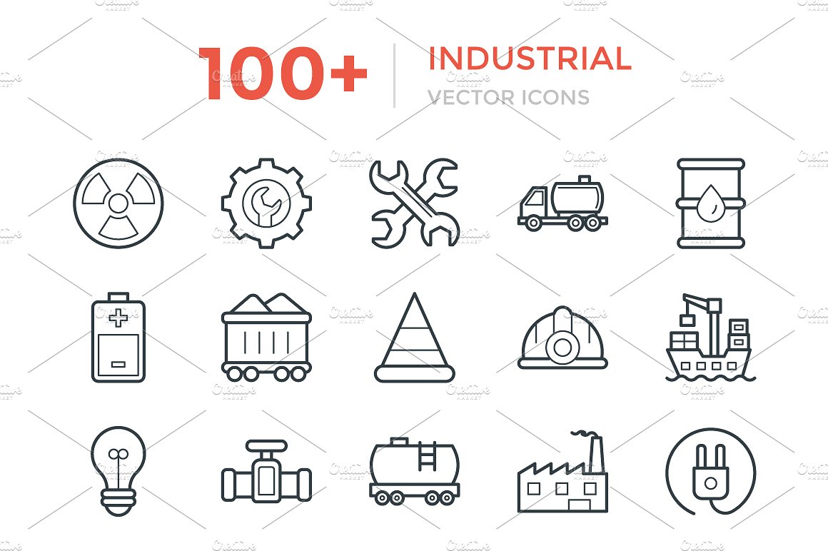 100 Industrial Vector Icons