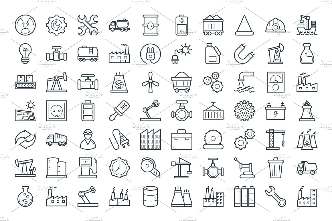 100 Industrial Vector Icons