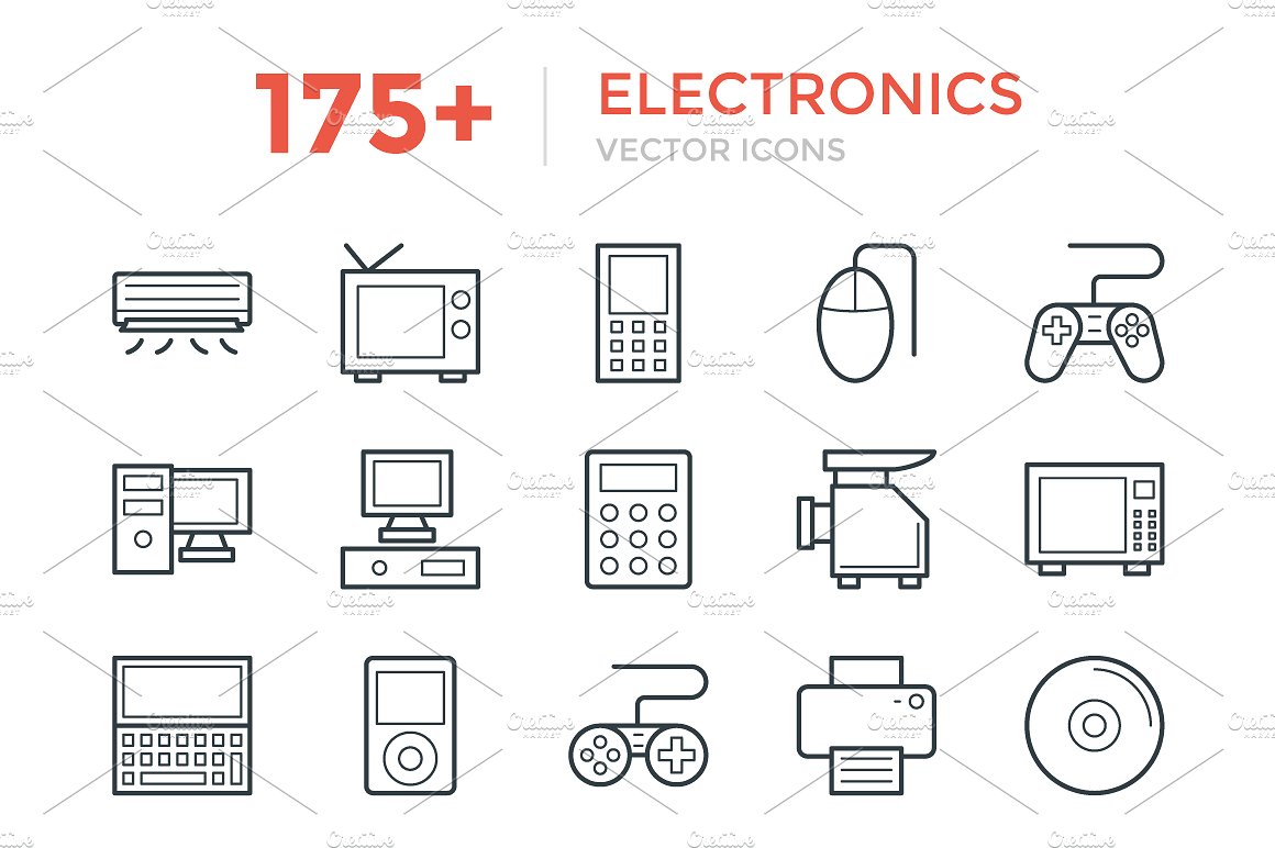 175 Electronics Vector Icons