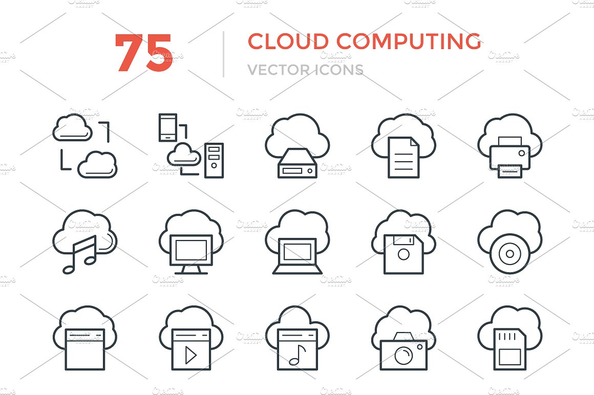 75 Cloud Computing Vector Icon