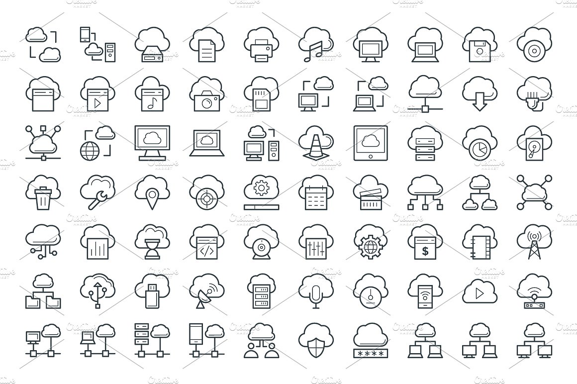 75 Cloud Computing Vector Icon