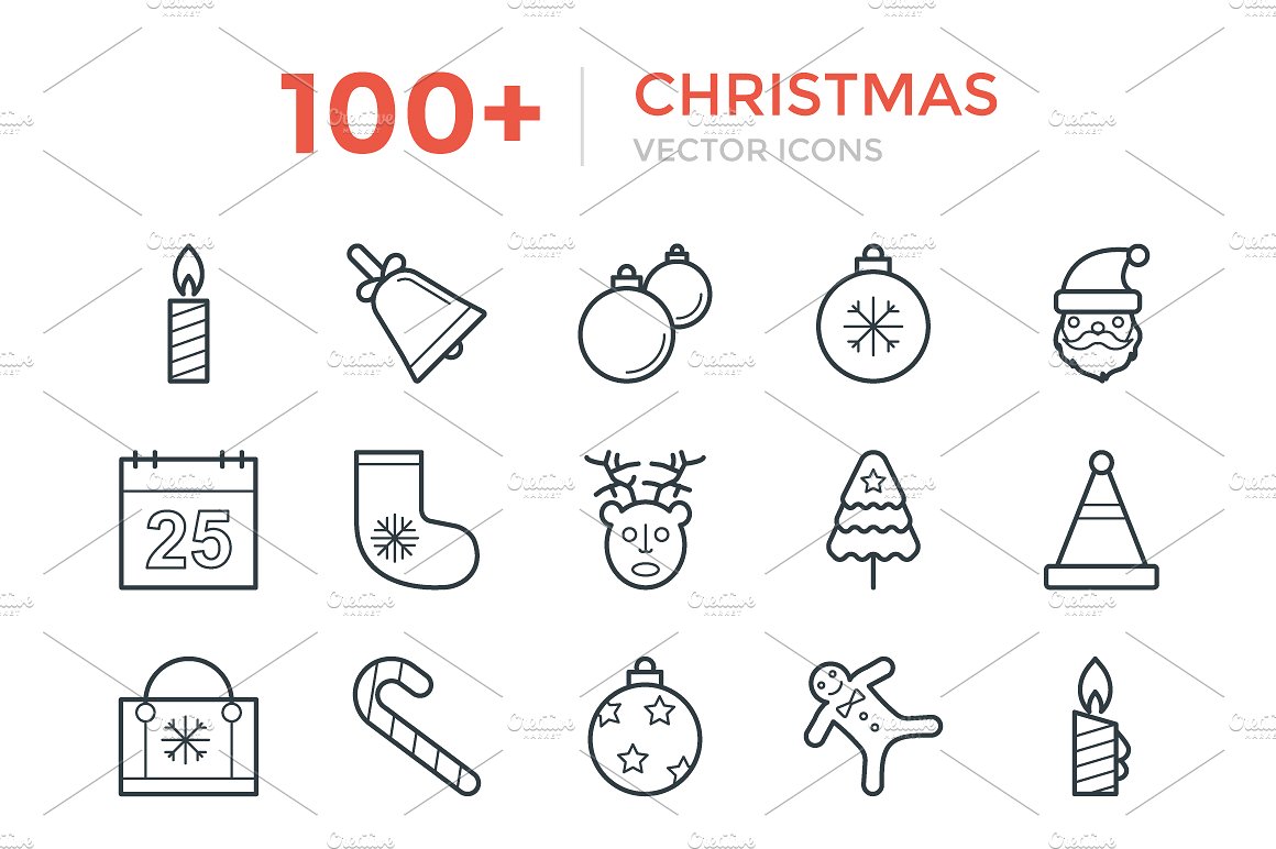 100 Christmas Vector Icons