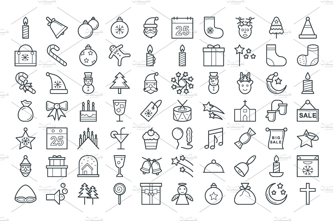 100 Christmas Vector Icons