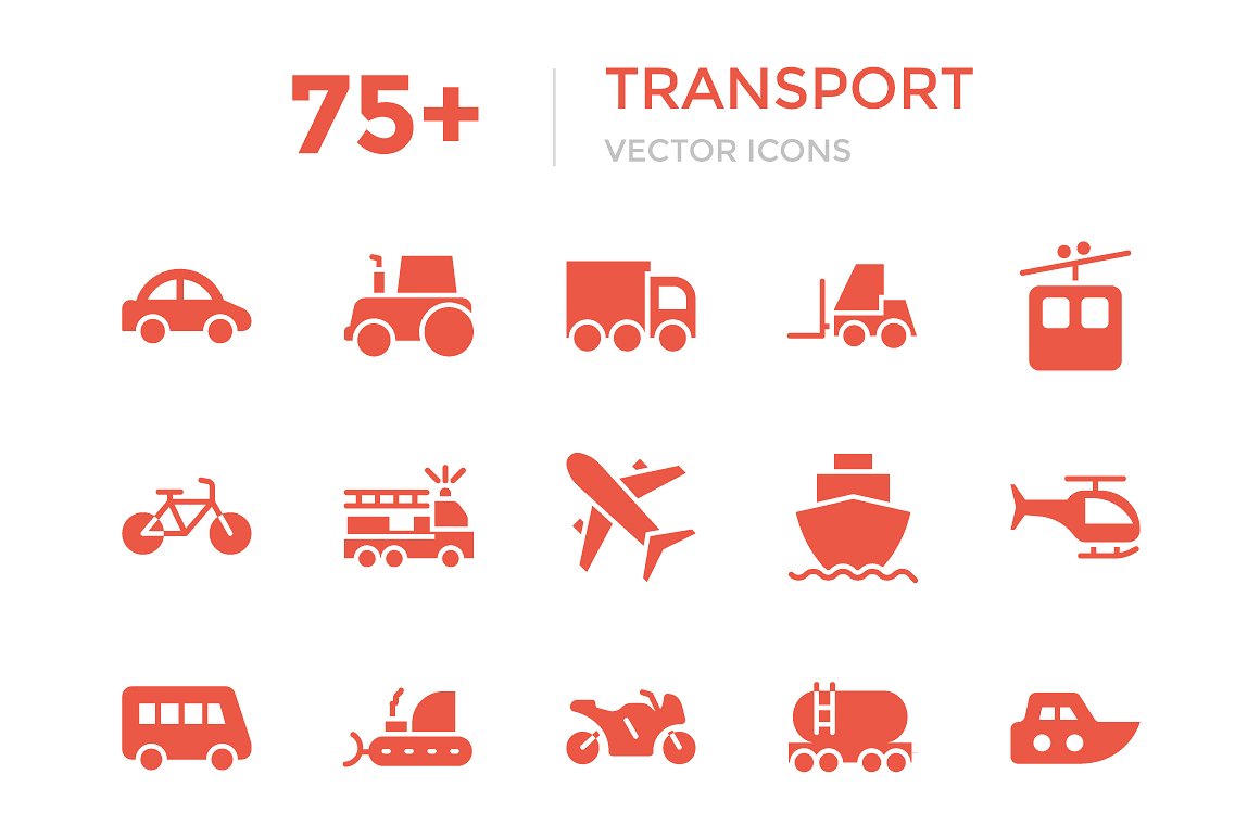 75 Transport Vector Icons