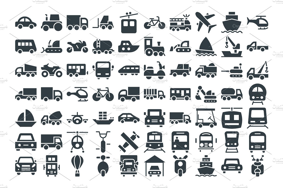 75 Transport Vector Icons