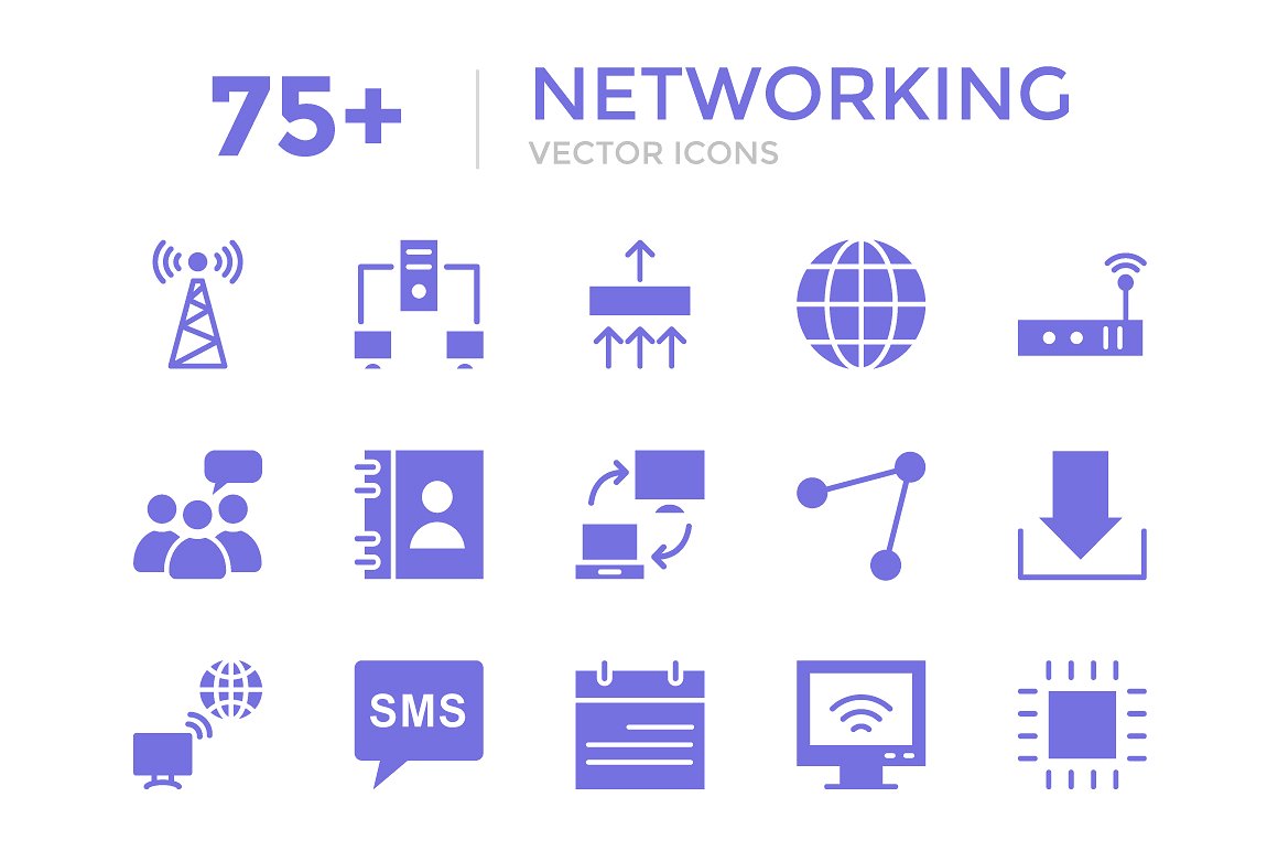 75 Networking Vector Icons