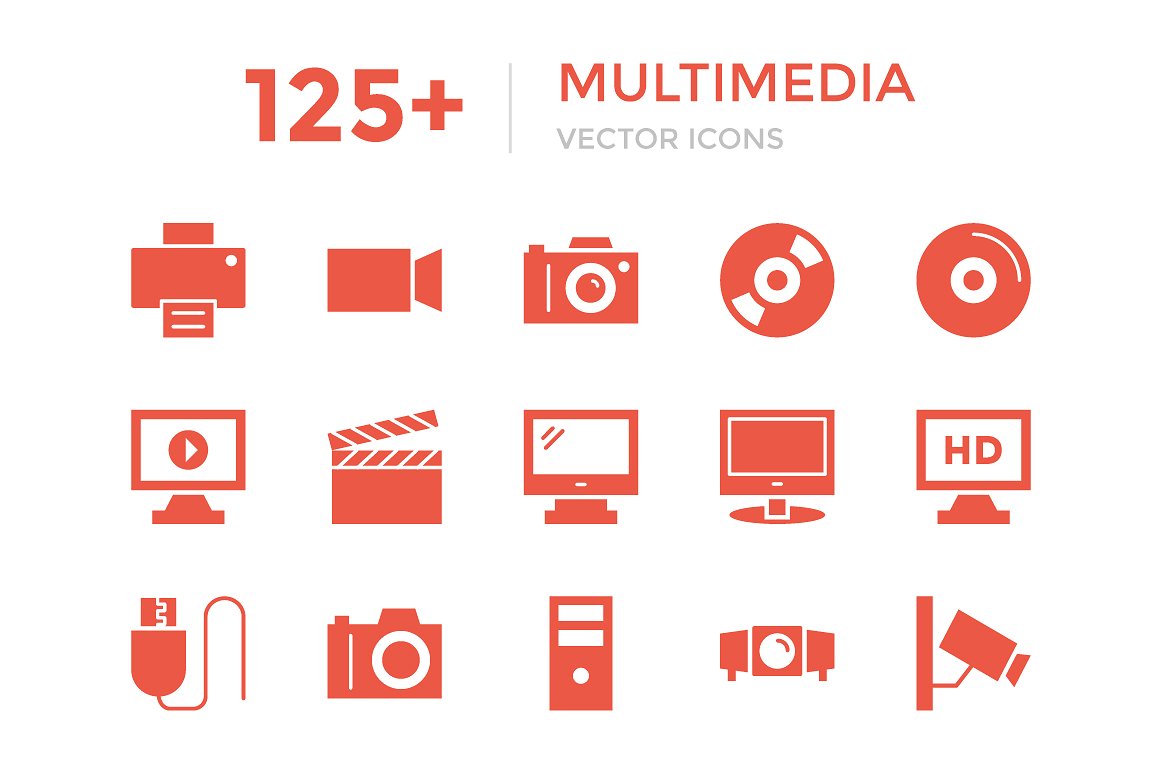 125 Multimedia Vector Icons