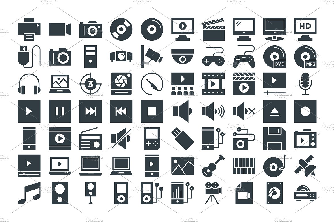 125 Multimedia Vector Icons