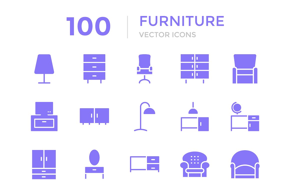 100 Furniture Vector Icons