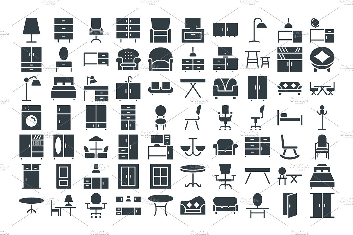 100 Furniture Vector Icons