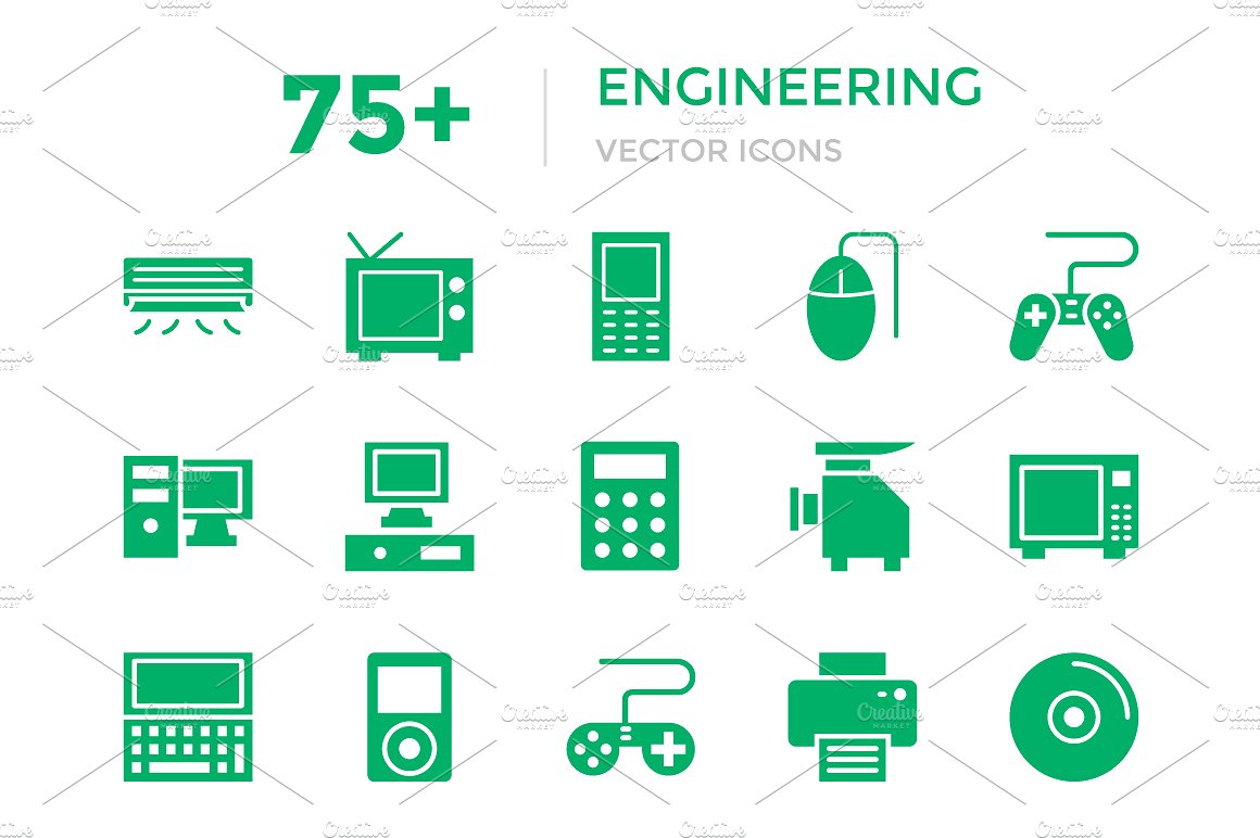 75 Engineering Vector Icons