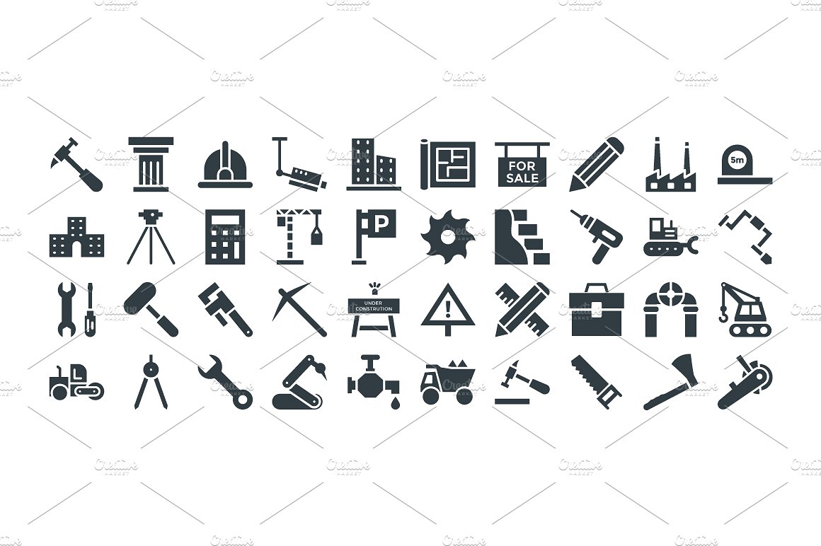 100 Construction Vector Icons