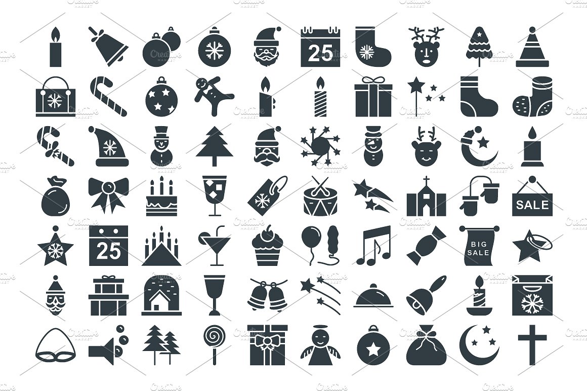 100 Christmas Vector Icons