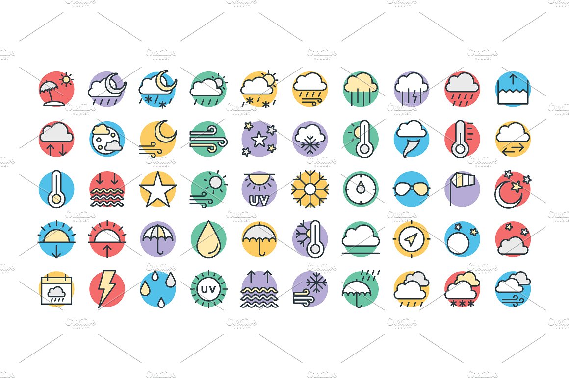 50 Weather Vector Icons