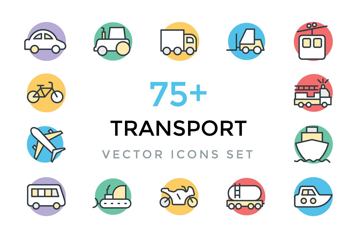 75 Transport Vector Icons