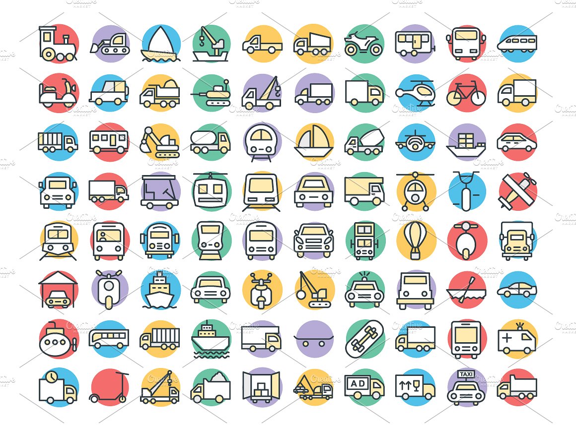 75 Transport Vector Icons