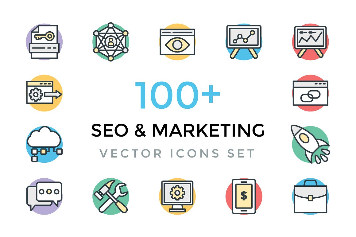 100 SEO and Marketing Icons