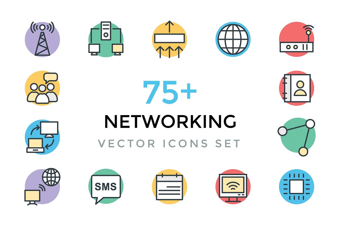 75 Networking Vector Icons