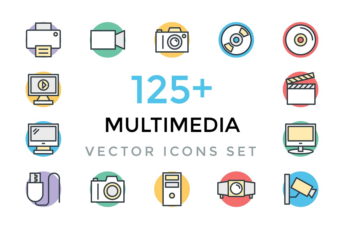 125 Multimedia Vector Icons