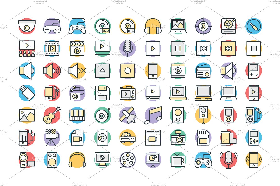 125 Multimedia Vector Icons