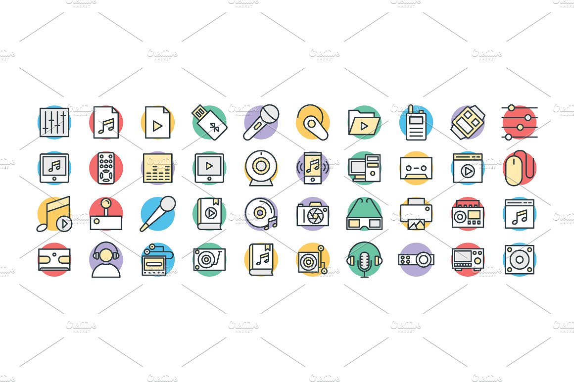 125 Multimedia Vector Icons