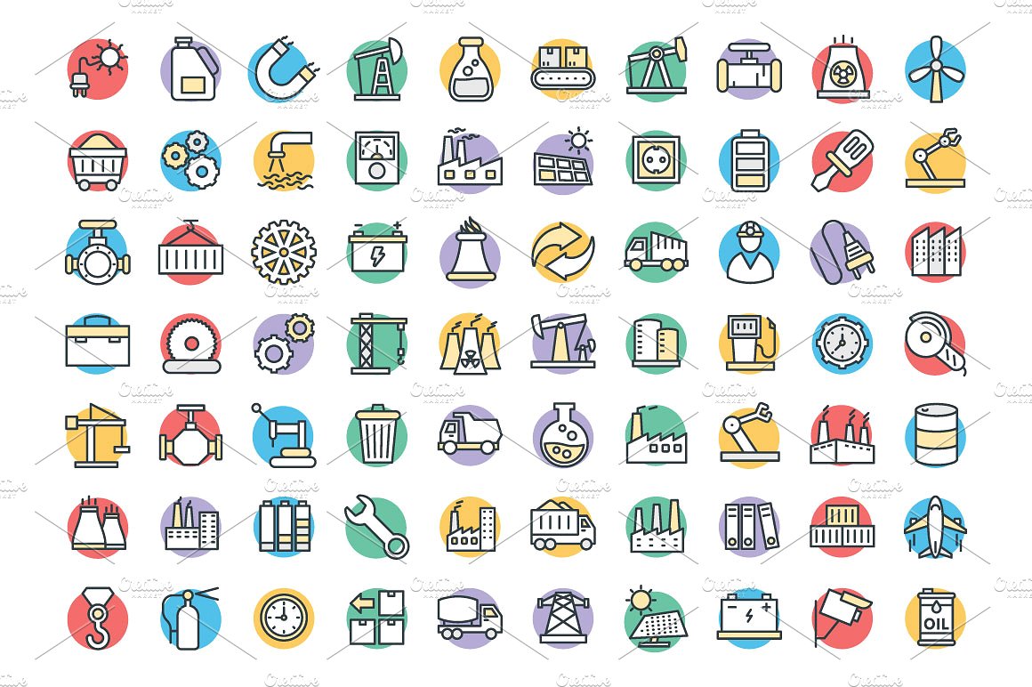 100 Industrial Vector Icons