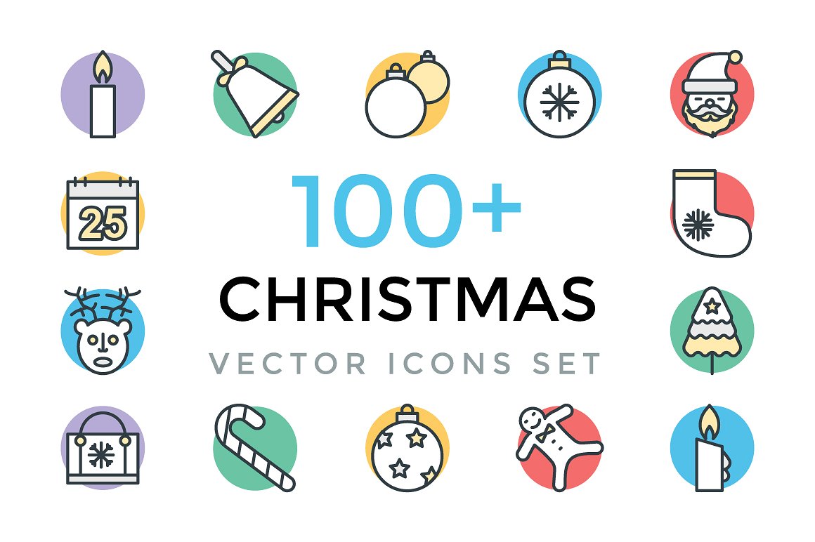 100 Christmas Vector Icons