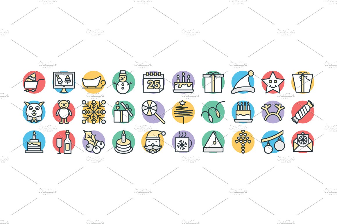 100 Christmas Vector Icons