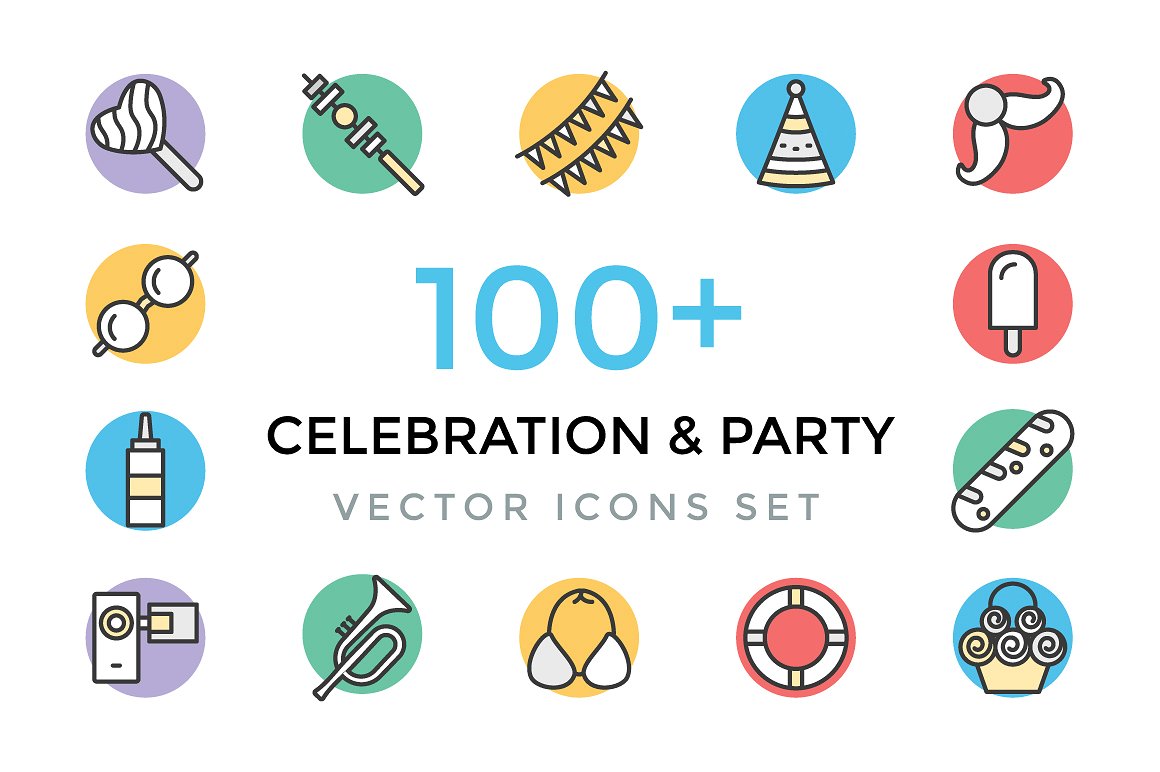 100 Celebration and Party Ico