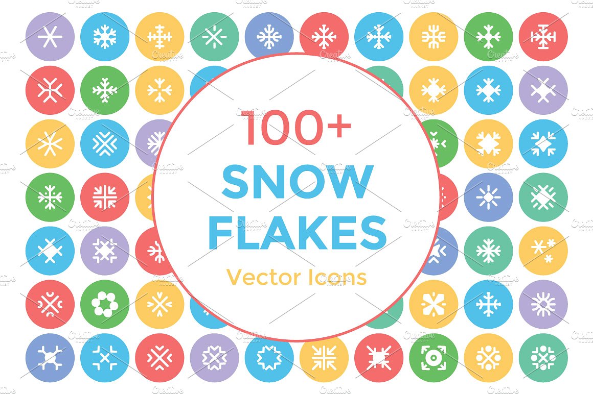 100 Snow Flakes Vector Icons