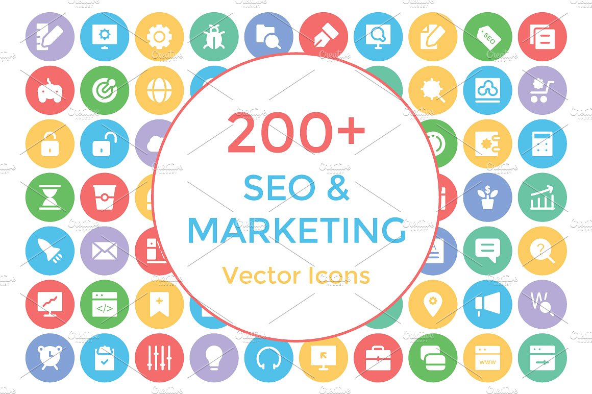 200 Seo and Marketing Vector