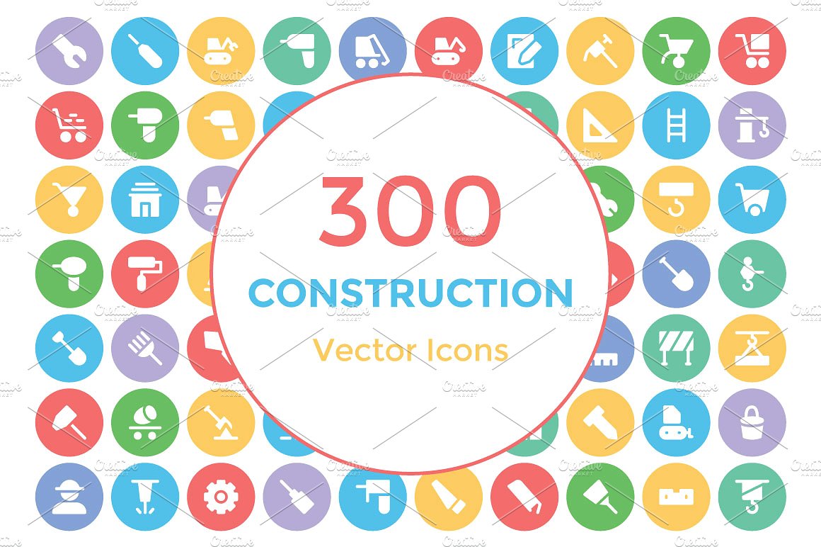 300 Construction Vector Icons