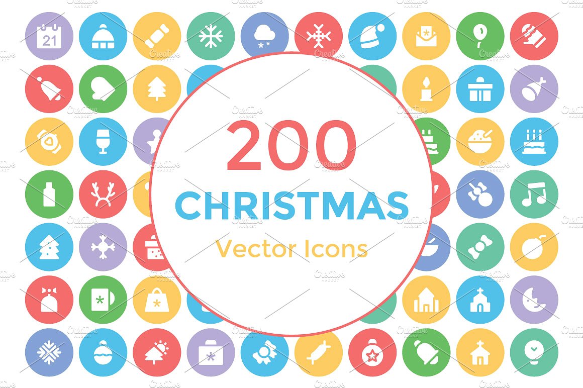 200 Christmas Vector Icons