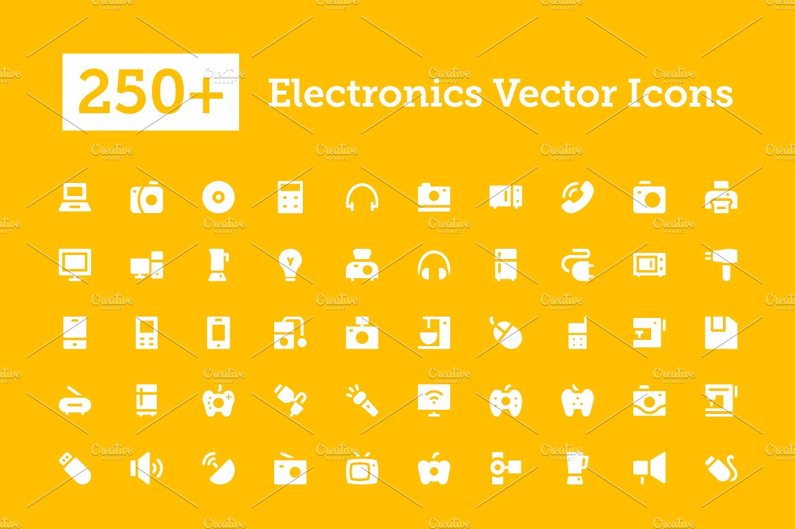 250 Electronics Vector Icons