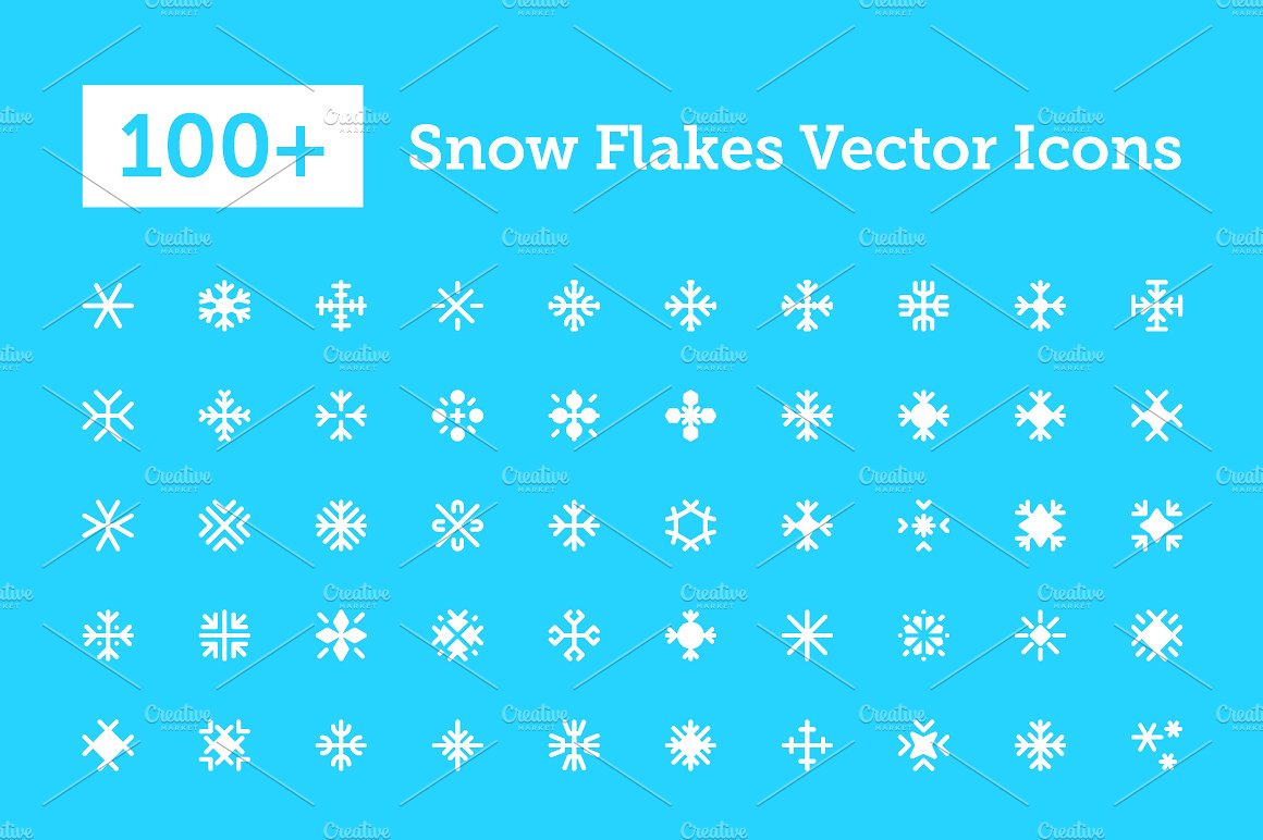 100 Snowflakes Vector Icons