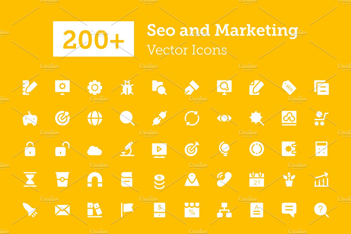 200 Seo and Marketing Vector