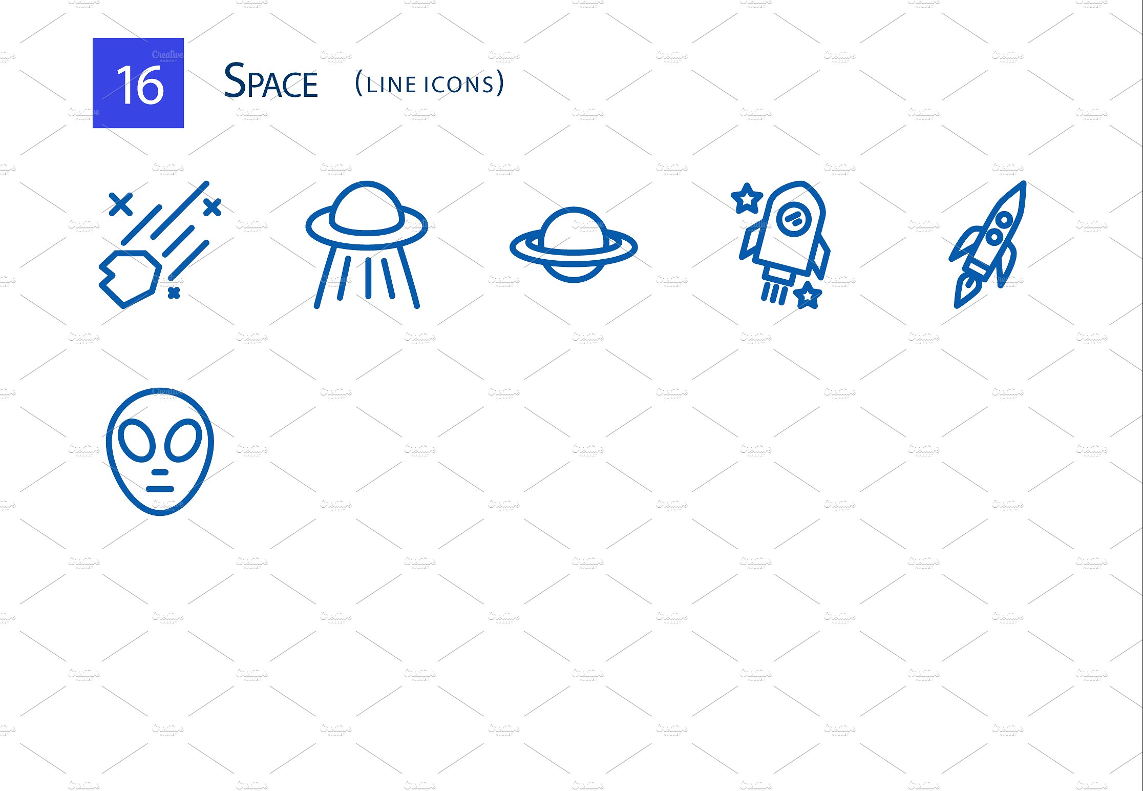 16 Space Line Icons