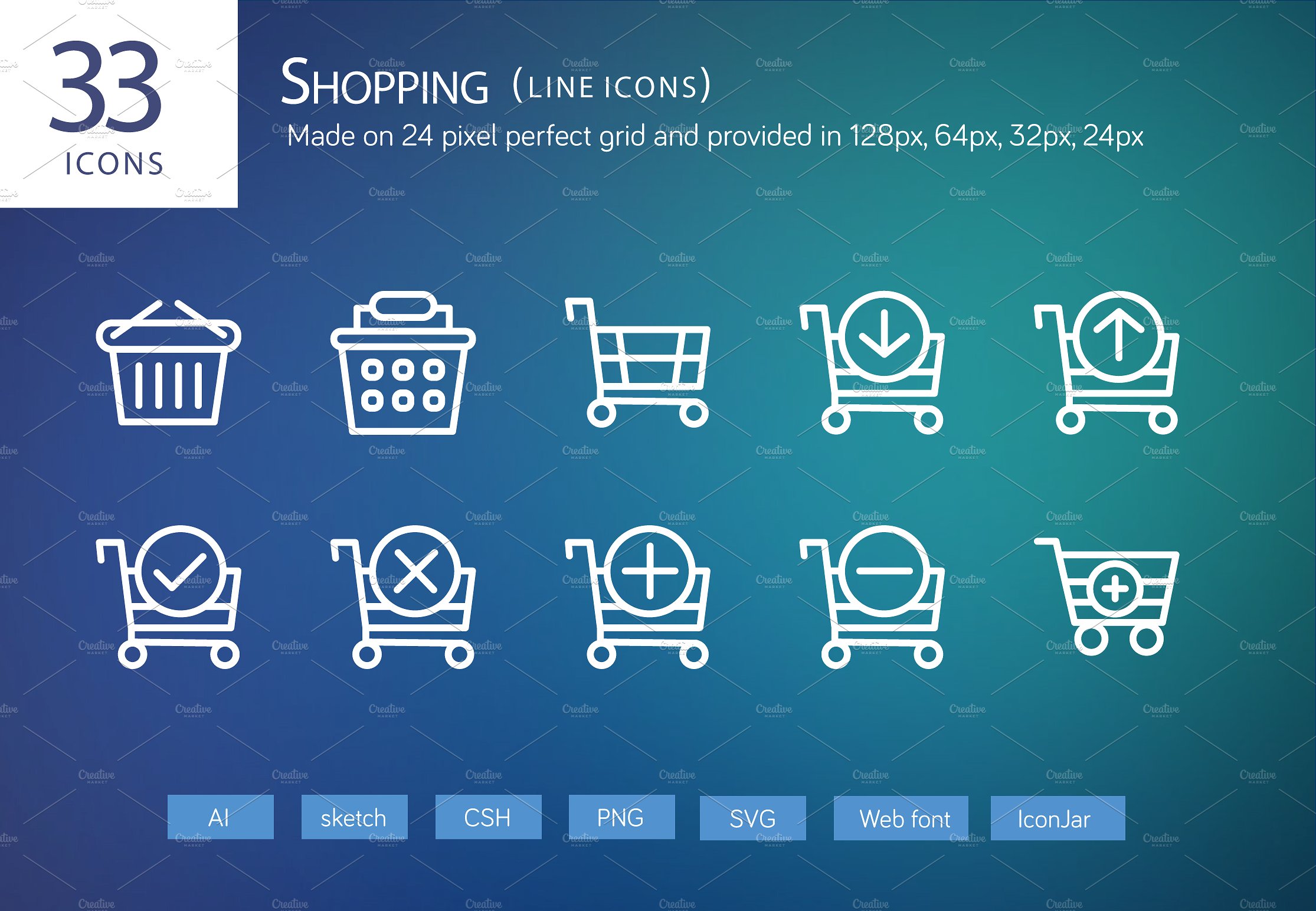 33 Shopping Line Icons