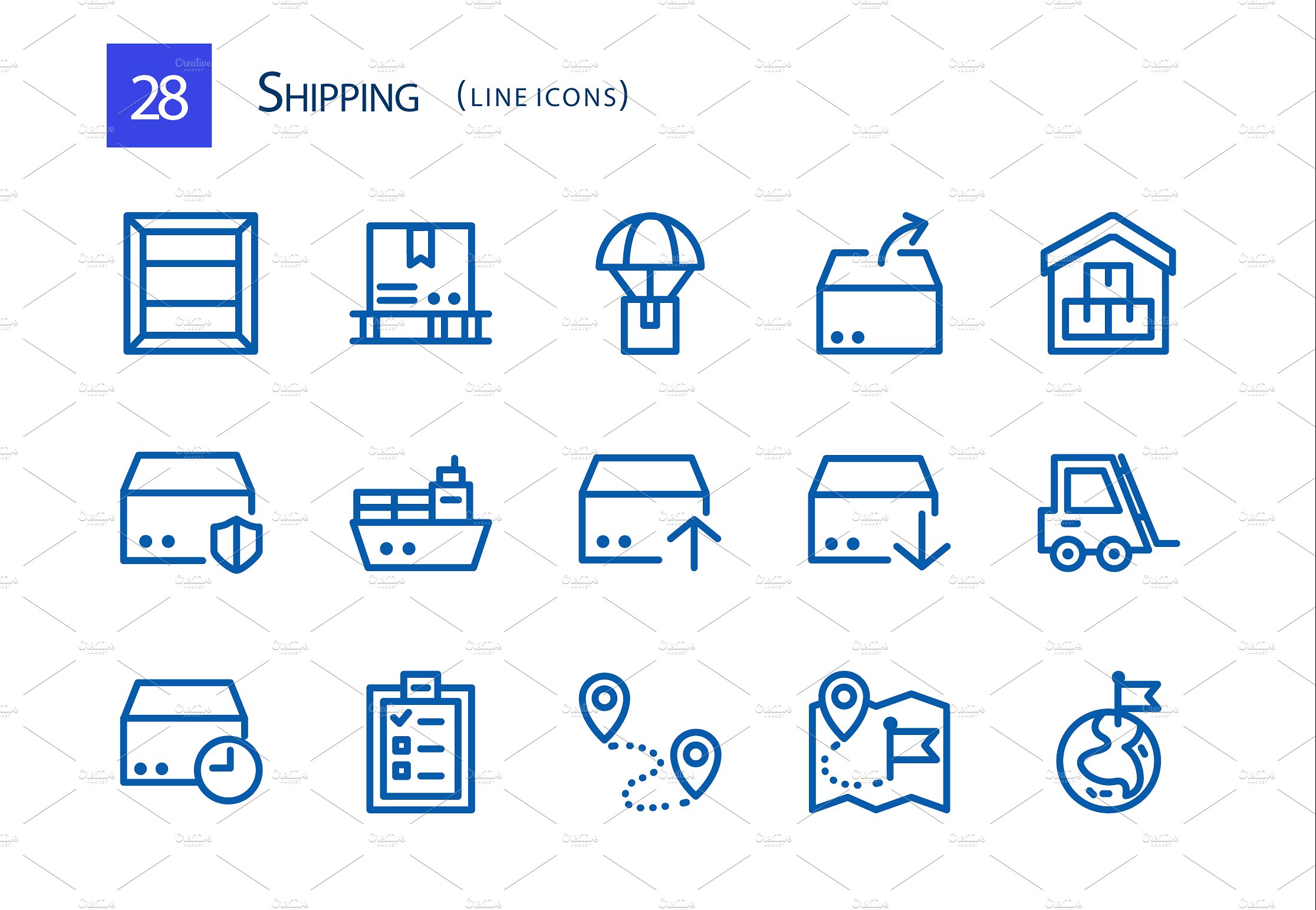 28 Shipping Line Icons