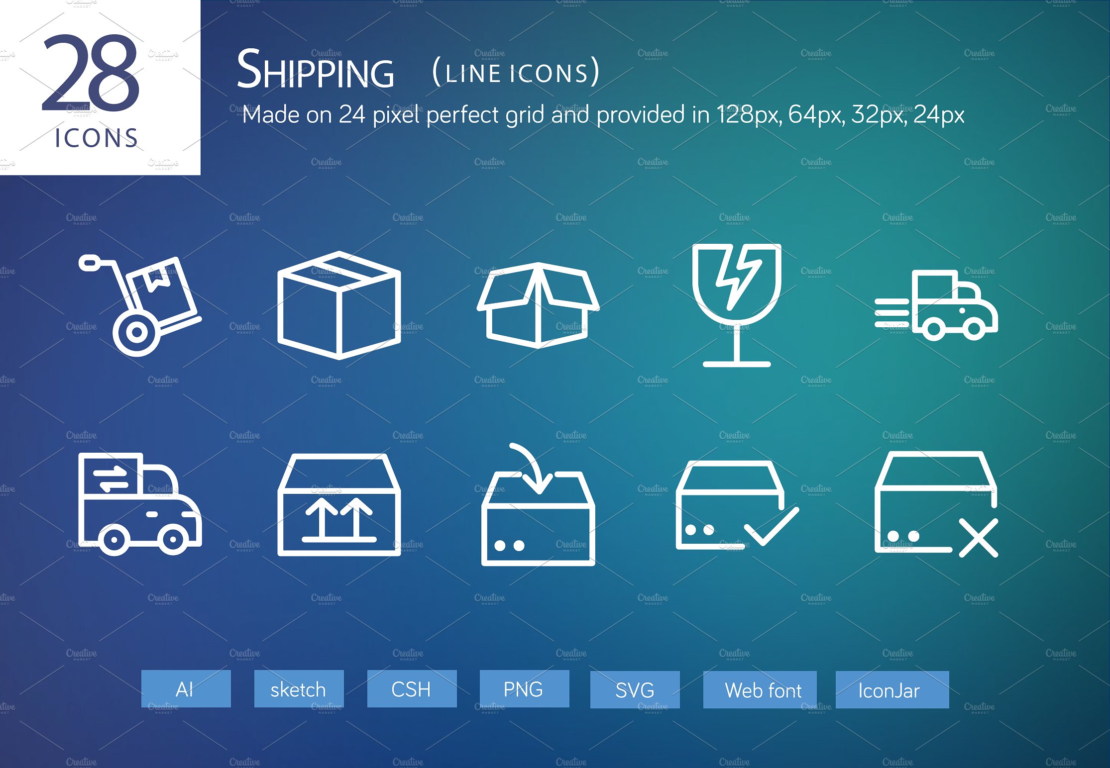 28 Shipping Line Icons